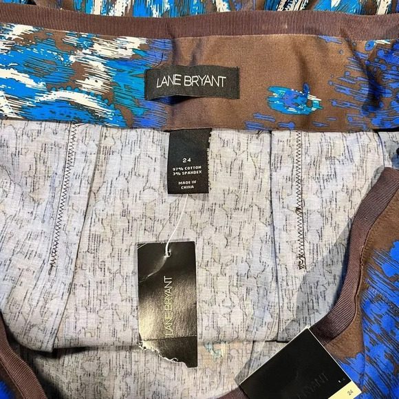 Lane Bryant A-Line Pleated‎ Multi Colored Midi Brown And Blue Skirt NWT - Picture 4 of 6